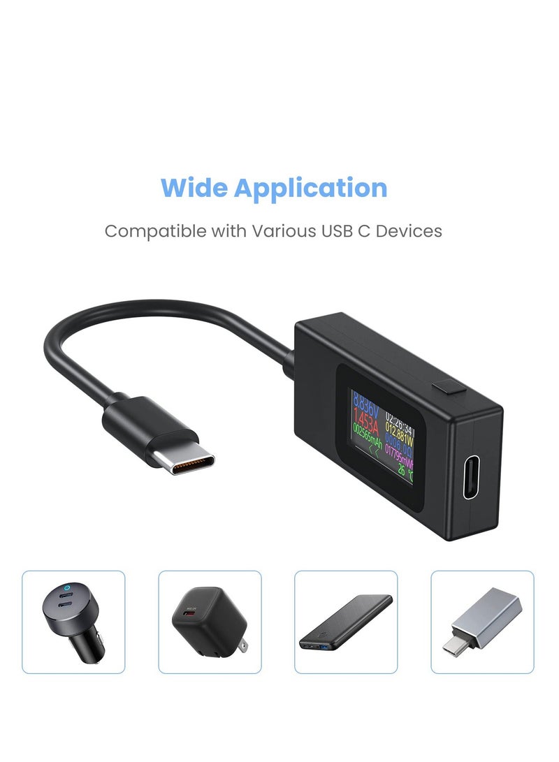 USB C Power Meter Testers, Type C Voltage and Current Tester Meter, USB C Voltage Current Voltmeter Amp Volt Ammeter Detector USB Cable Charger Indicator - Image 4